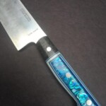 Houston Edge Works custom made kitchen knife with blue handle