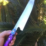 Houston Edge Works custom made kitchen knife with purple handle